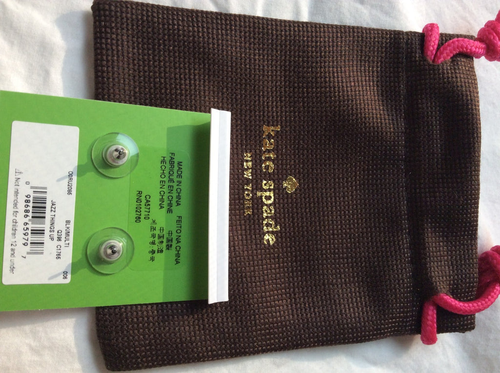 Kate Spade JAZZ PAVE black CAT STUD earrings crystal holiday Disney Halloween -