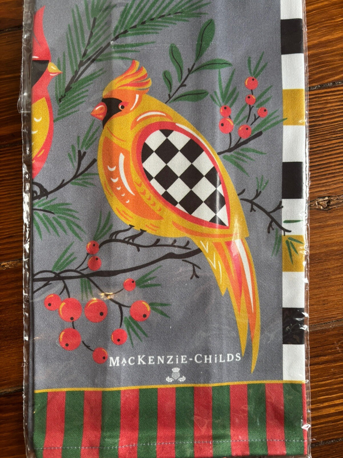 Mackenzie Childs Thanksgiving holiday Christmas hand towel plaid party bird =
