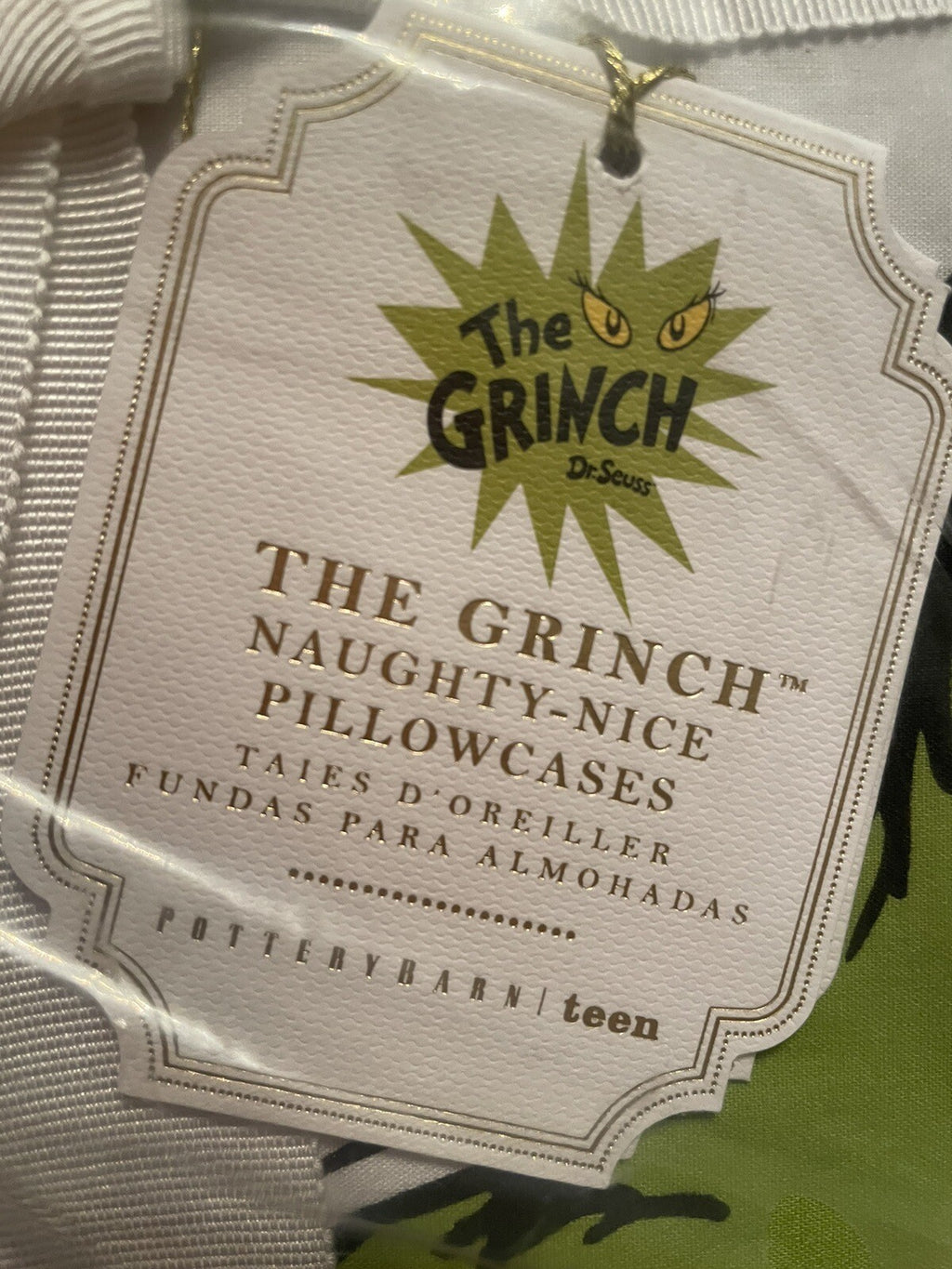 Disney Pottery Barn Grinch holiday Gift Seuss dog Christmas SET 2 Pillowcase '