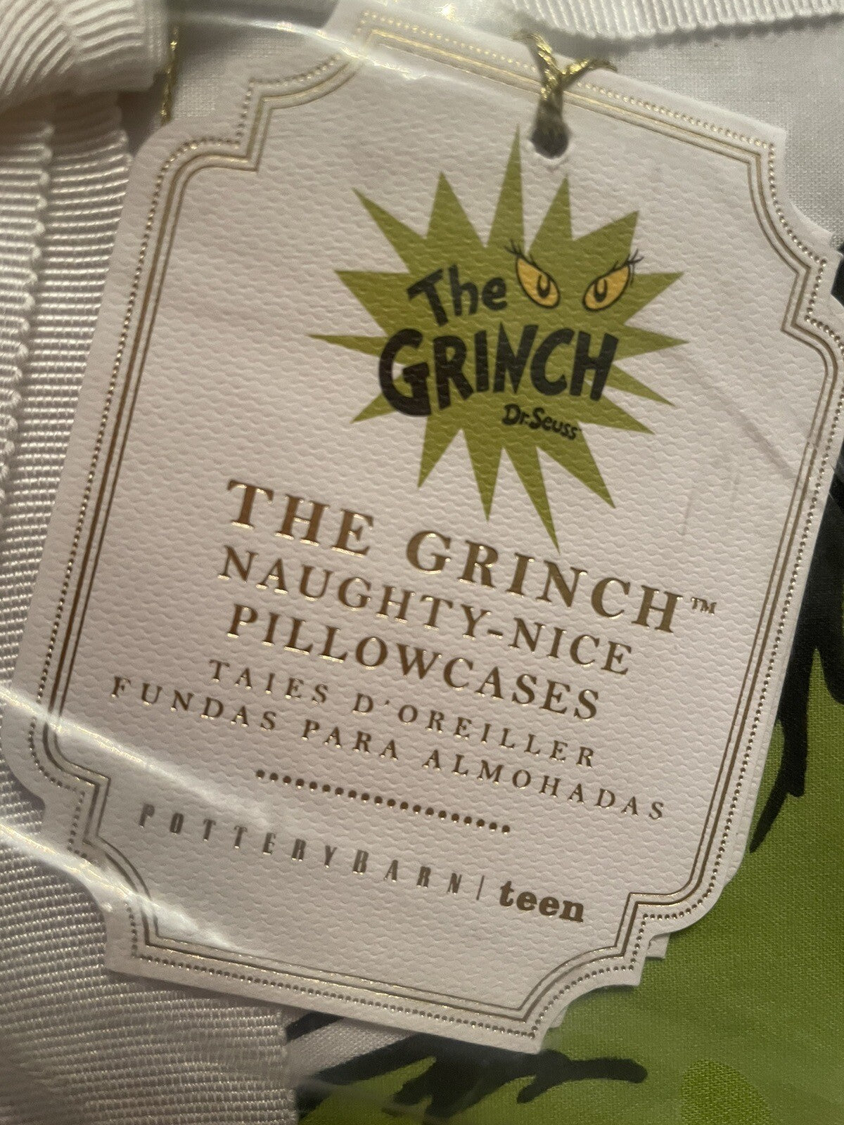 Disney Pottery Barn Grinch holiday Gift Seuss dog Christmas SET 2 Pillowcase '