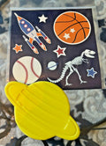 School Pottery Barn Disney Space Baseball Dinosaur boy Sticker Set 3 + ICE ??h