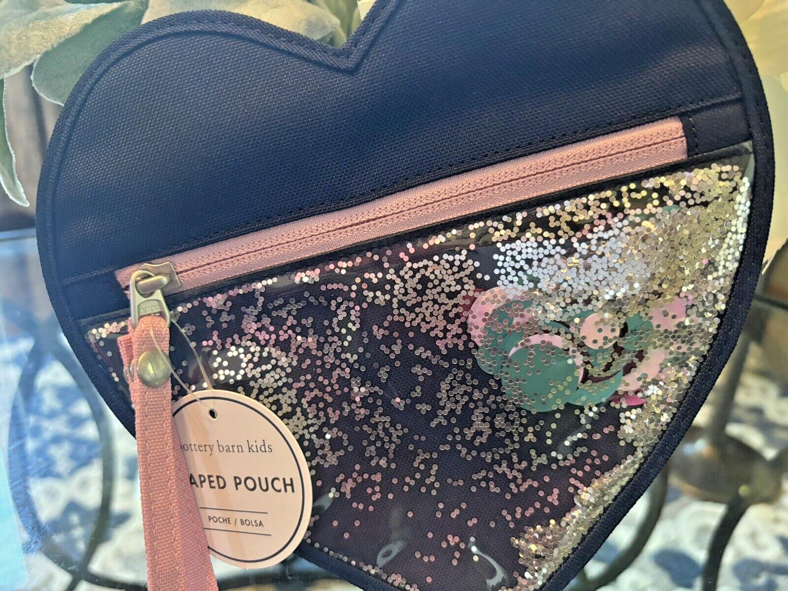 School  Pottery Barn glitter PENCIL CASE + Utensil Set bag rainbow Star Disney ,