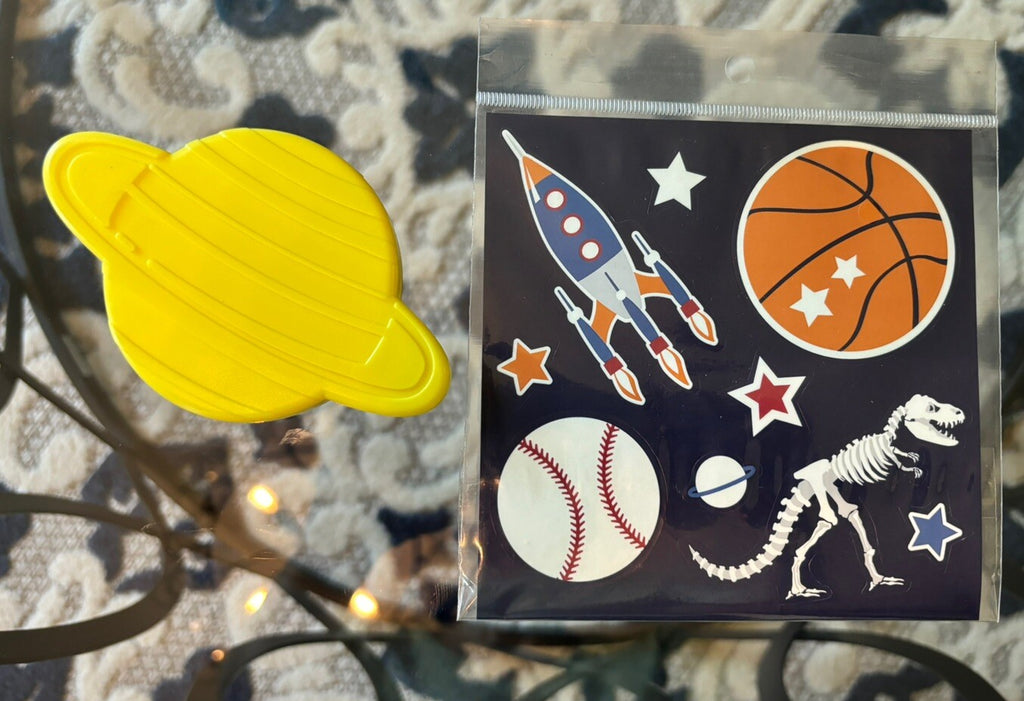 School Pottery Barn Disney Space Baseball Dinosaur boy Sticker Set 3 + ICE ??h
