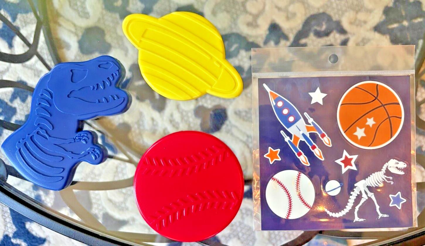 School Pottery Barn Disney Space Baseball Dinosaur boy Sticker Set 3 + ICE ??h