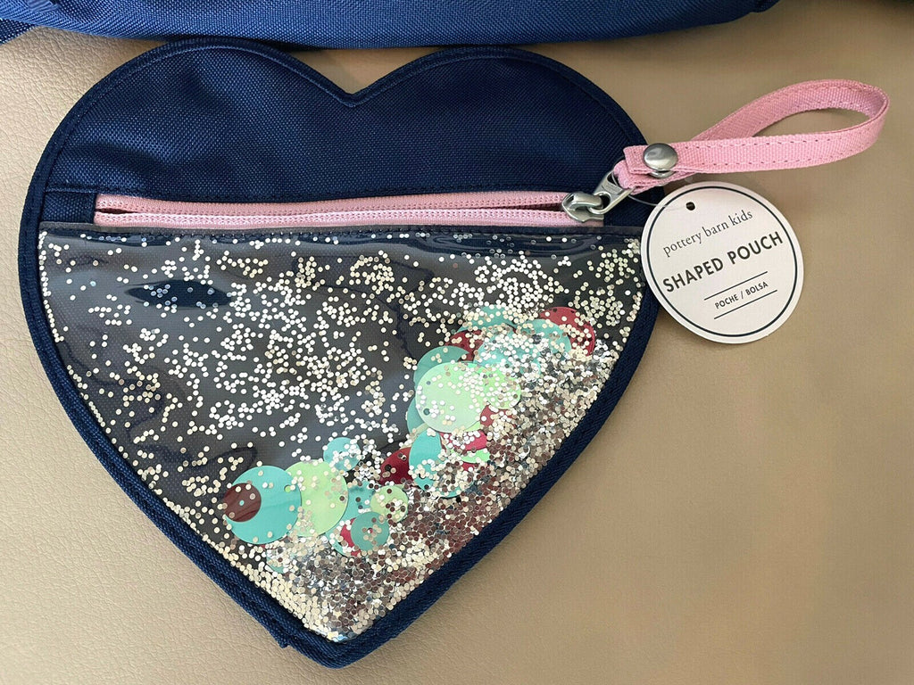 School  Pottery Barn glitter PENCIL CASE + Utensil Set bag rainbow Star Disney ,