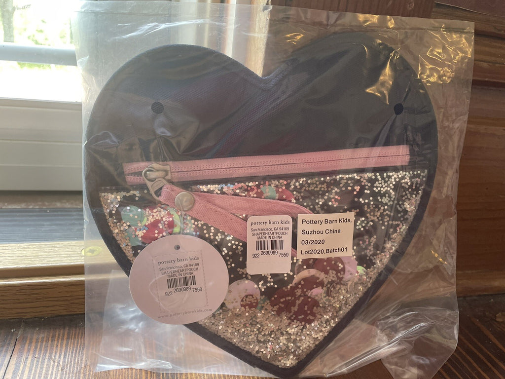 School  Pottery Barn glitter PENCIL CASE + Utensil Set bag rainbow Star Disney ,
