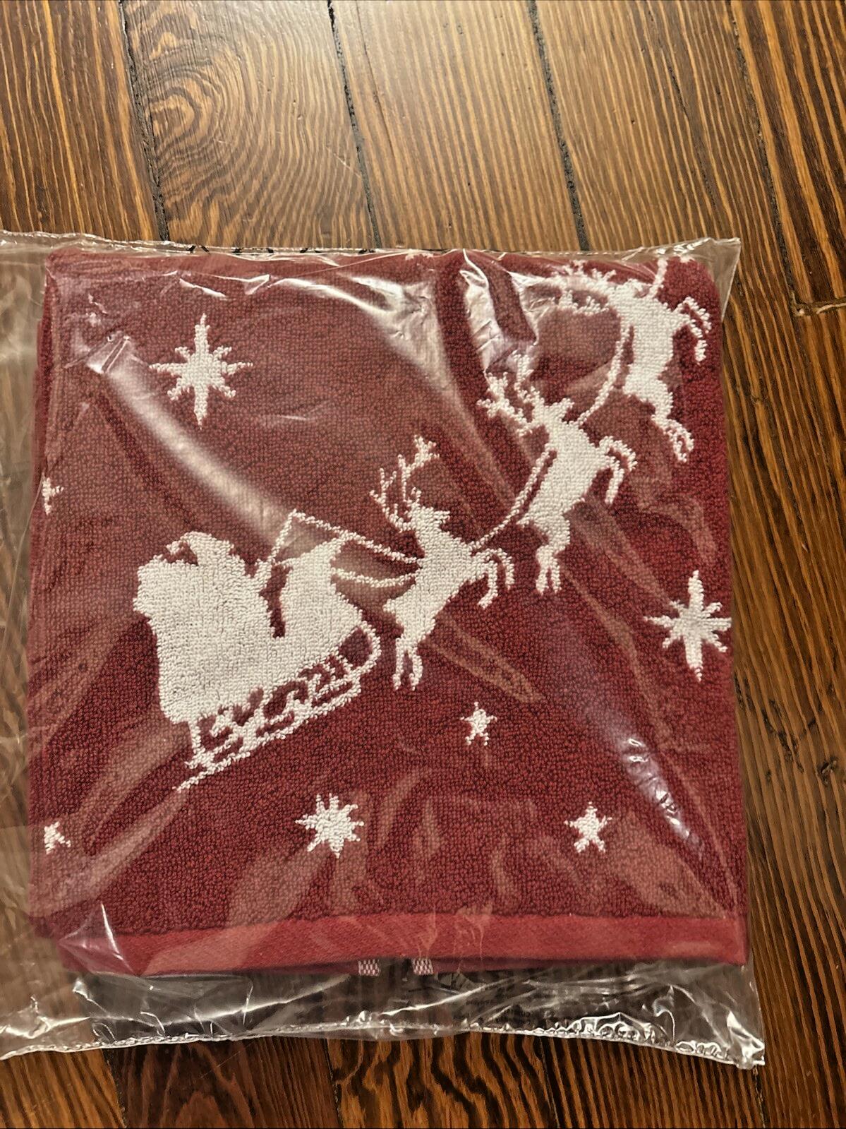 Pottery barn holiday towel hand kitchen bath Rudolph Santa Deer Sled party gift