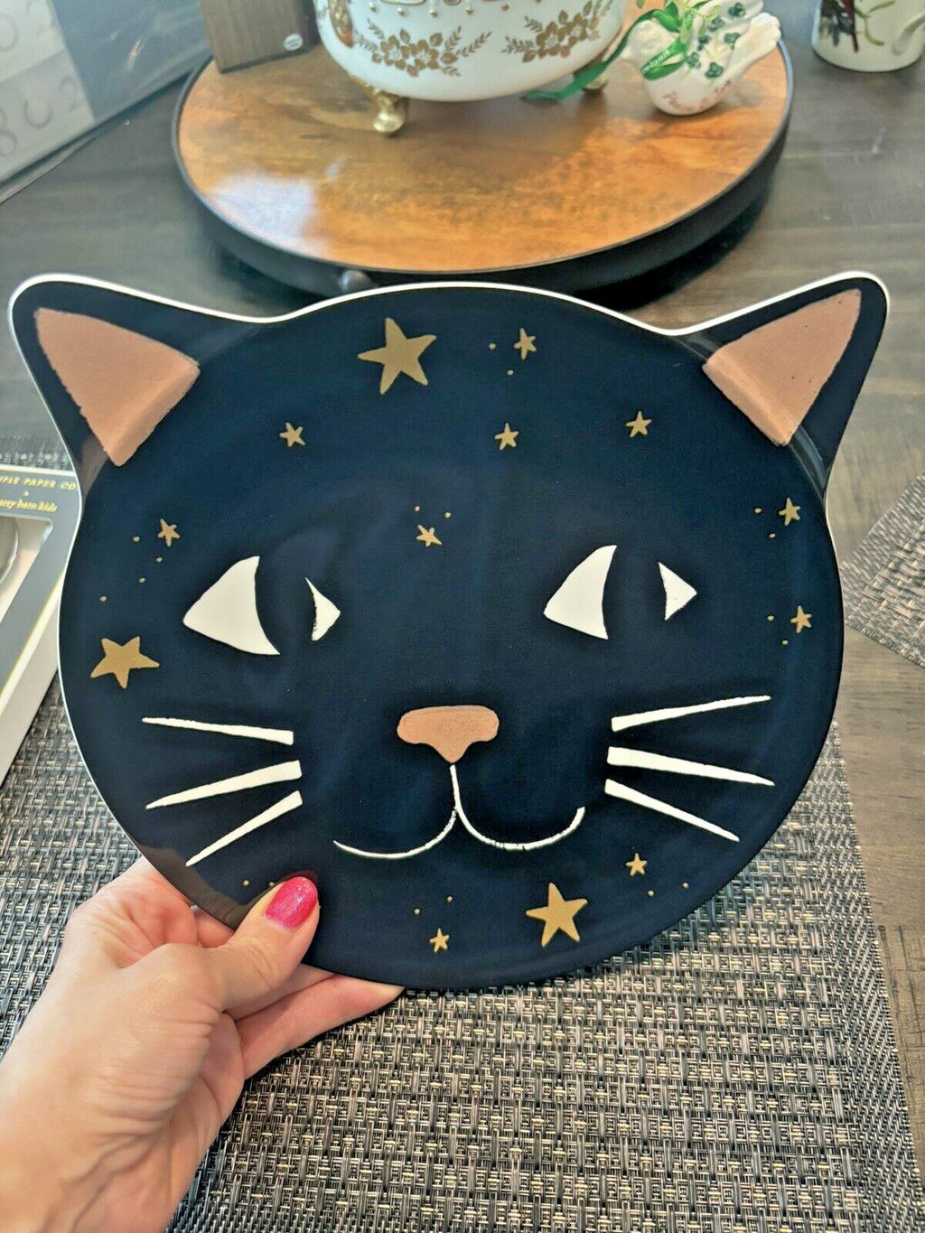 Pottery Barn Disney Plate+Utensil Set Halloween Holiday party school black cat m