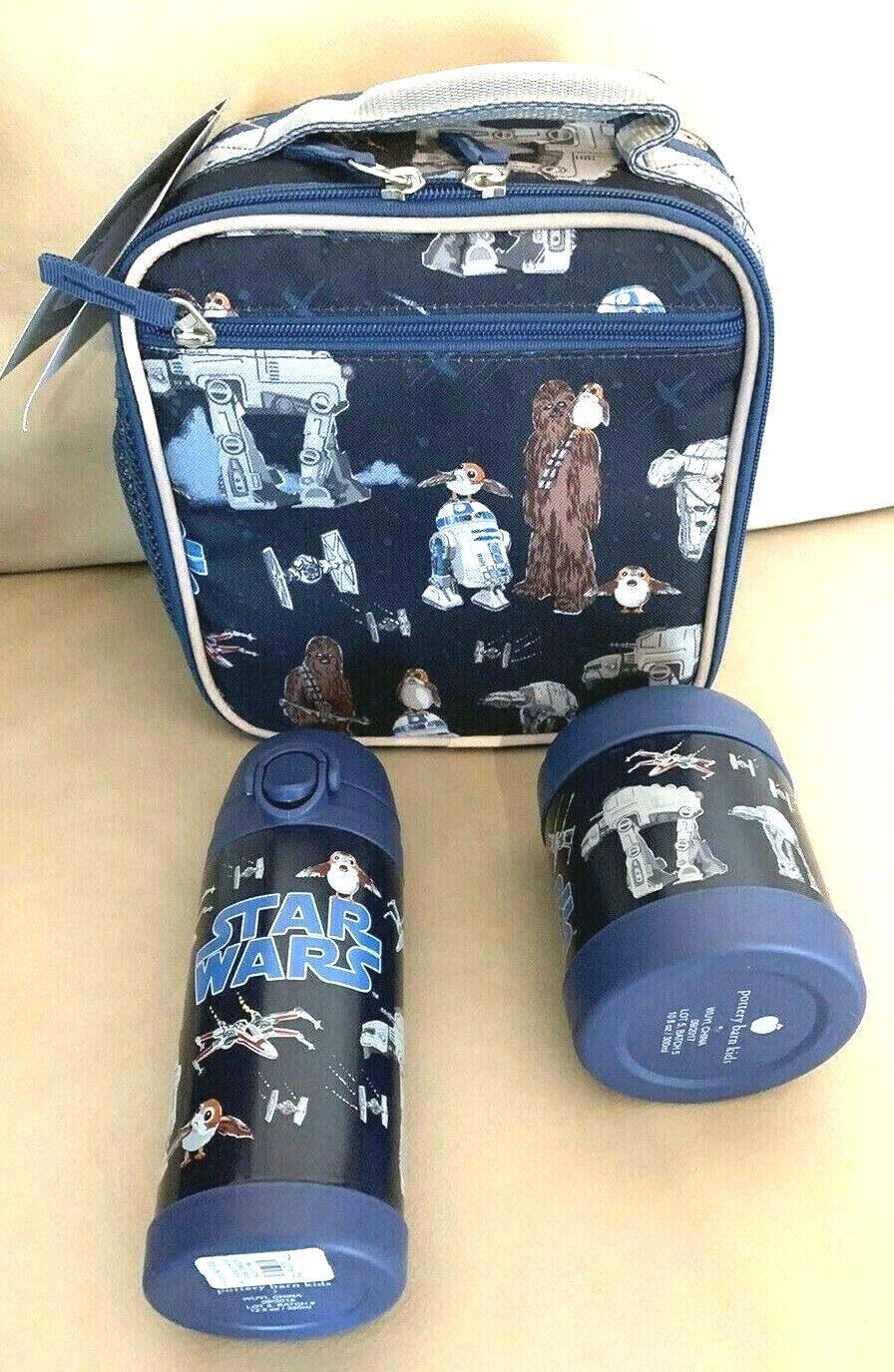 School Pottery Barn STAR WAR LUNCH BOX bag+Water Bottle+ droid Disney gift .