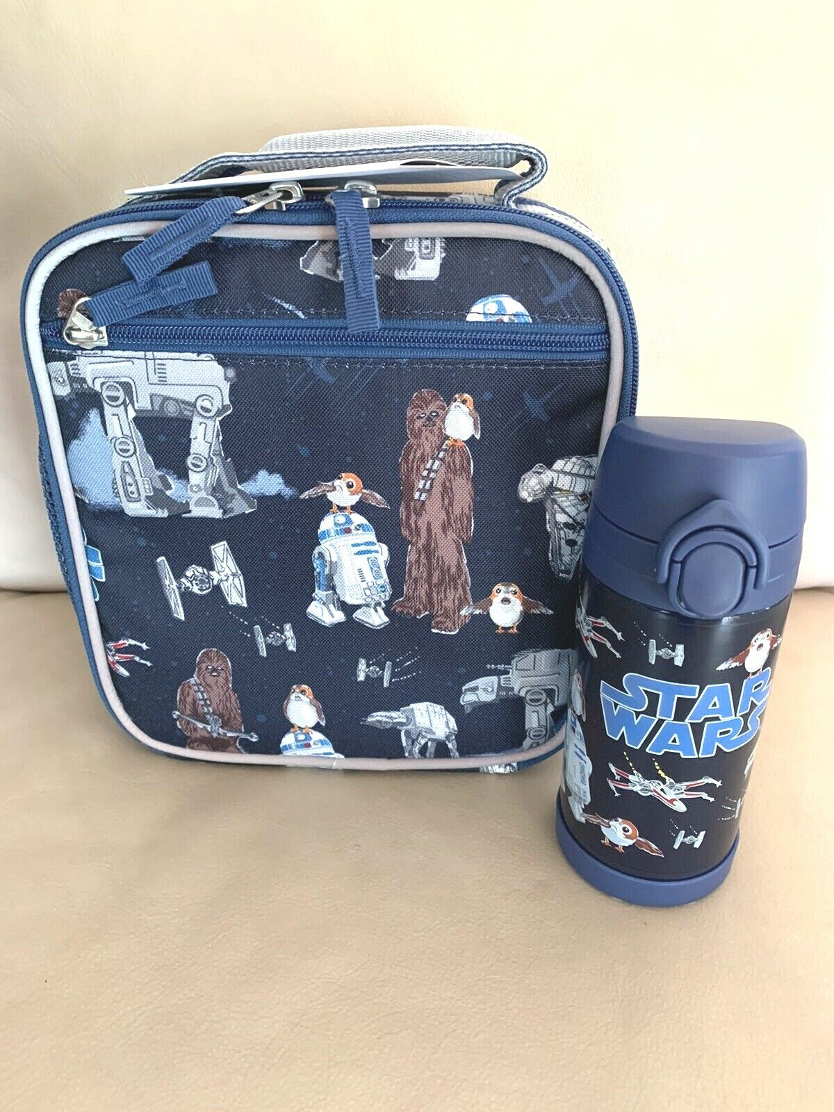 School Pottery Barn STAR WAR LUNCH BOX bag+Water Bottle+ droid Disney gift .