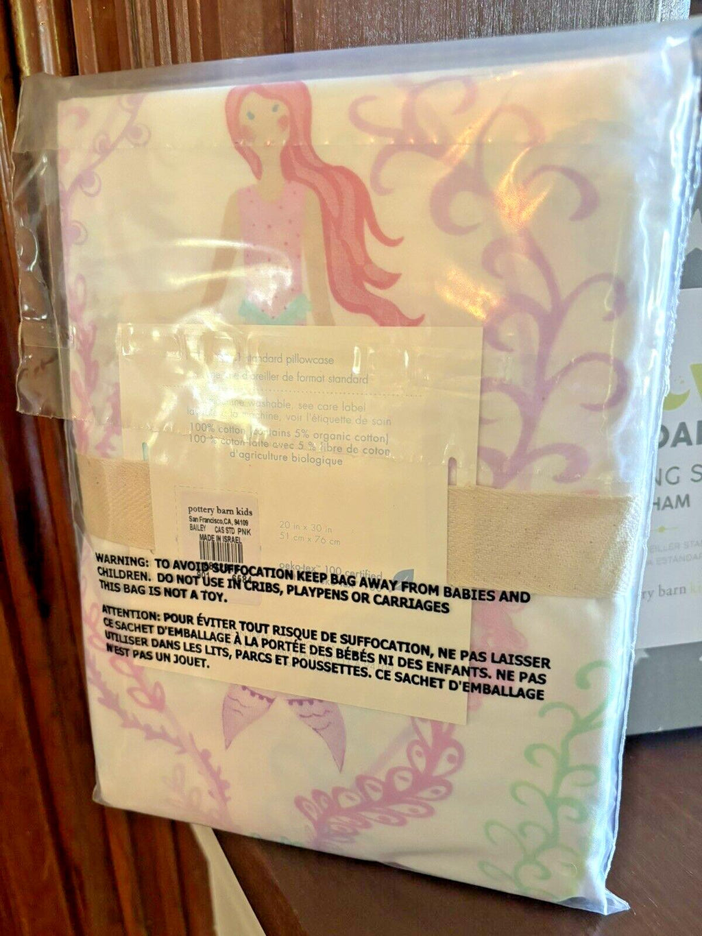 Pottery Barn Holiday Princess Pillowcase Ariel Mermaid rainbow Disney Girl kid j