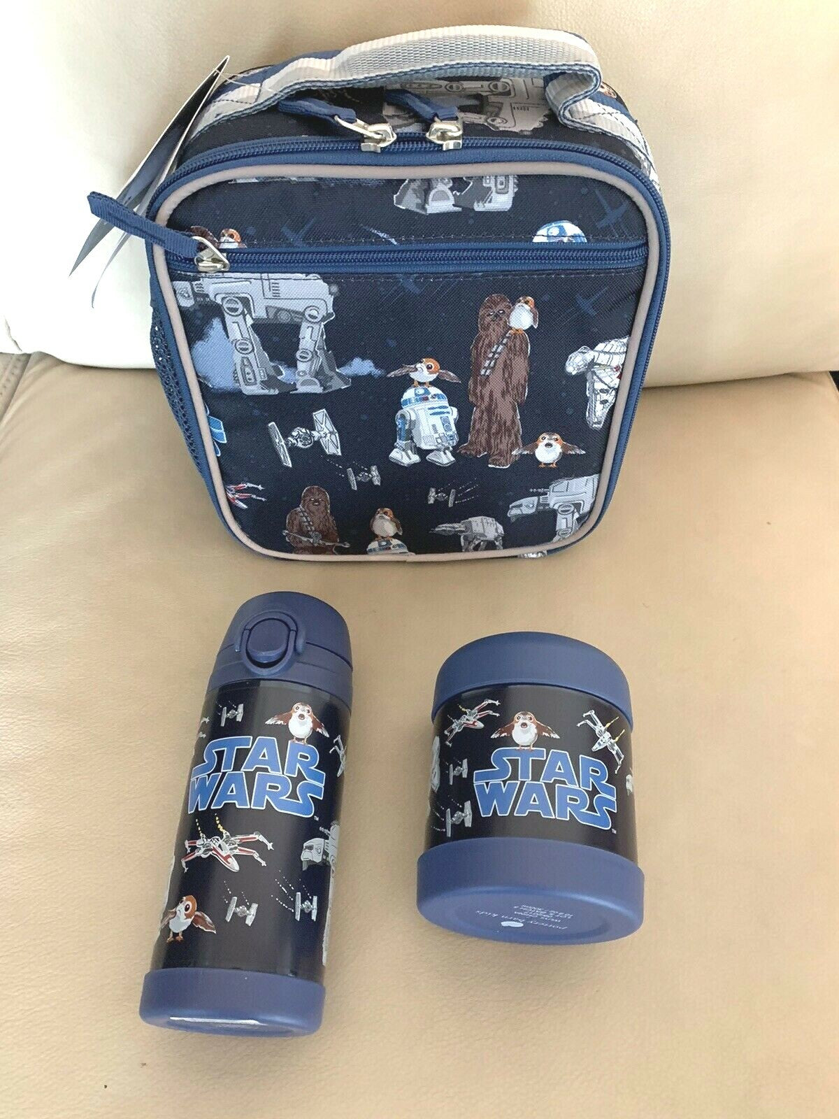 School Pottery Barn STAR WAR LUNCH BOX bag+Water Bottle+ droid Disney gift .