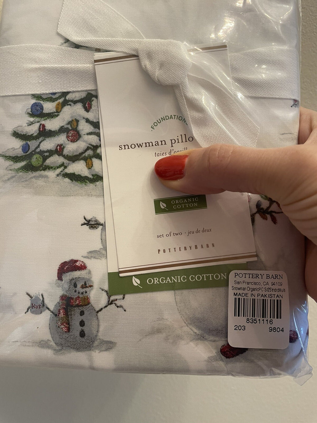 Pottery Barn holiday KING pillowcase Christmas Snowman Kid Winter Disney SET 2 '