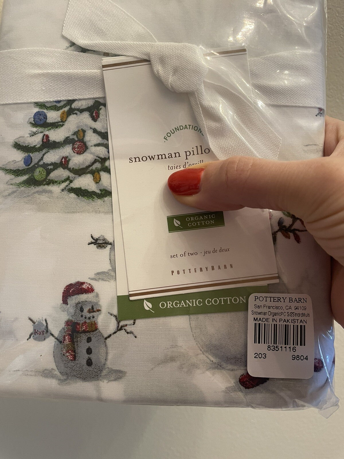 Pottery Barn holiday KING pillowcase Christmas Snowman Kid Winter Disney SET 2 '