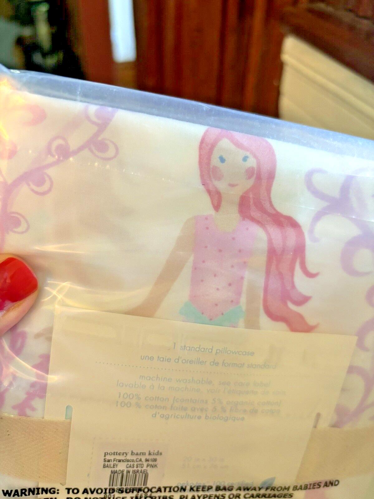 Pottery Barn Holiday Princess Pillowcase Ariel Mermaid rainbow Disney Girl kid j