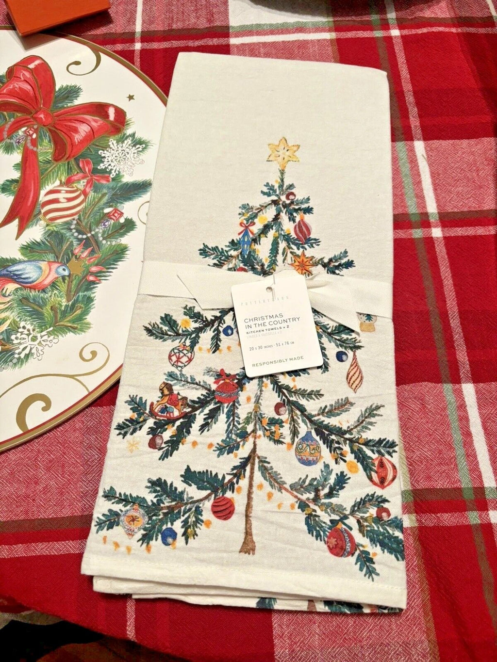 pottery barn kitchen hand towel Snowman Holiday Christmas Country City kid SET 2