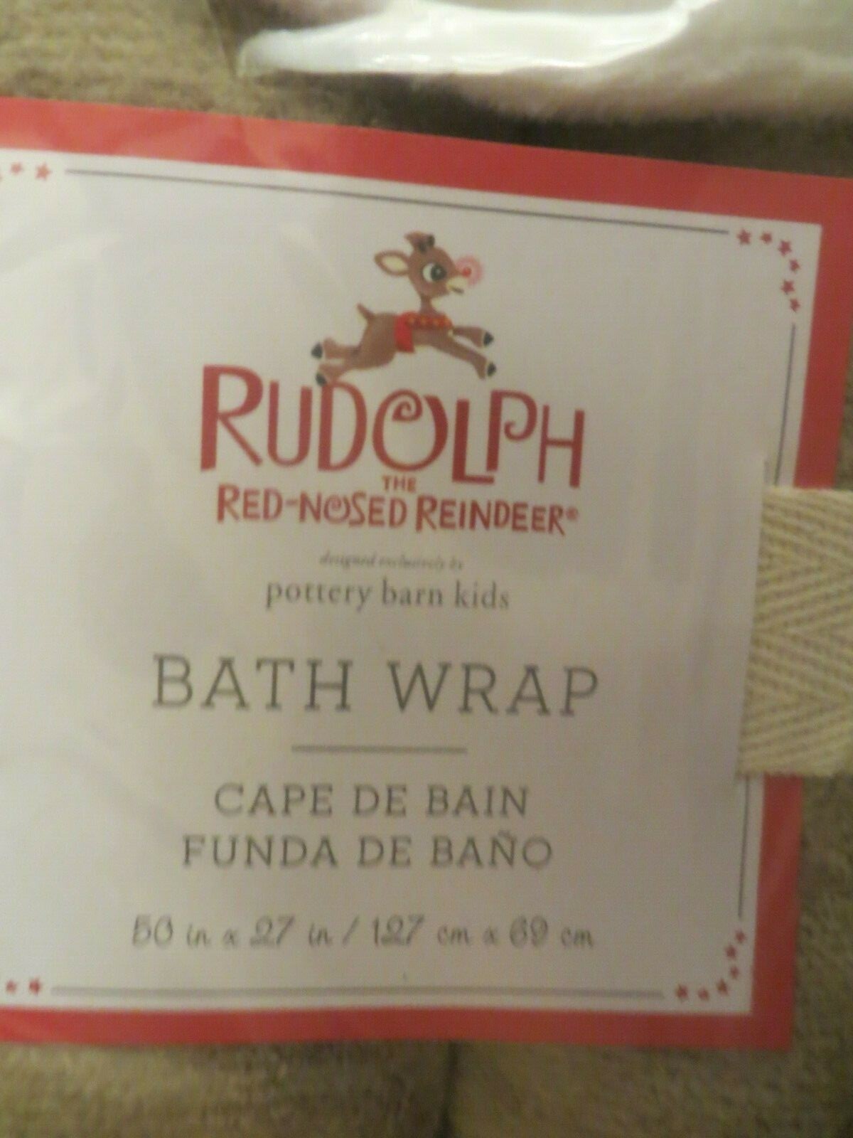 Pottery Barn holiday Rudolph Reindeer Christmas Disney bath wrap towel gift '