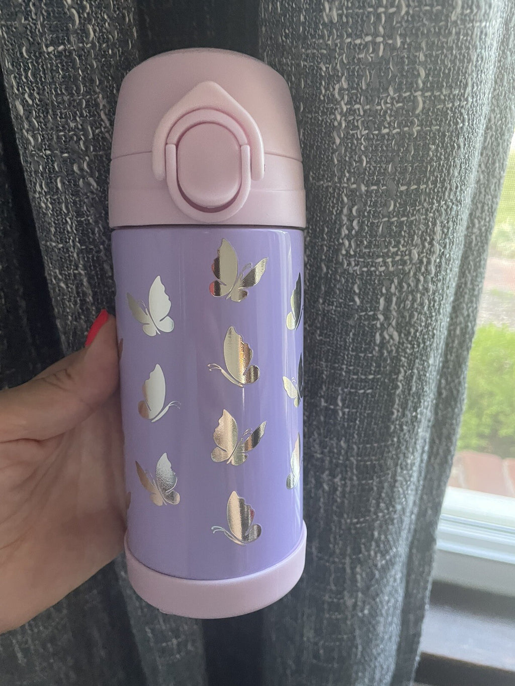 Pottery Barn School Disney rainbow Travel WATER BOTTLE purple girl butterfly?? ,