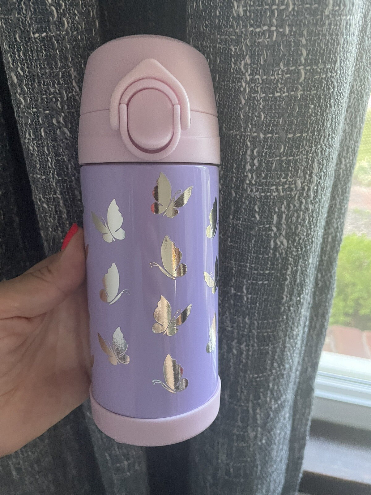 Pottery Barn School Disney rainbow Travel WATER BOTTLE purple girl butterfly?? ,