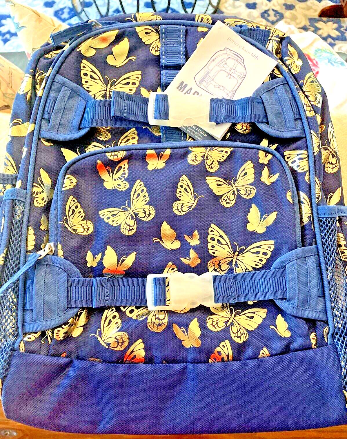 Disney School Glitter Pottery barn backpack Butterflies garden +Flower bag ?? .