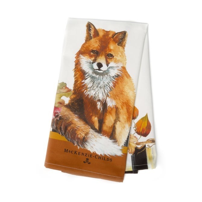 Mackenzie-Childs kitchen hand towel Plaid Forest Fox Check Holiday gift birthday