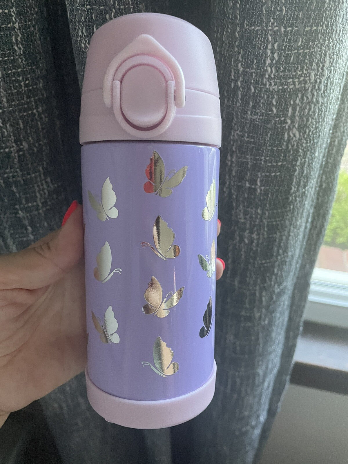 Pottery Barn School Disney rainbow Travel WATER BOTTLE purple girl butterfly?? ,