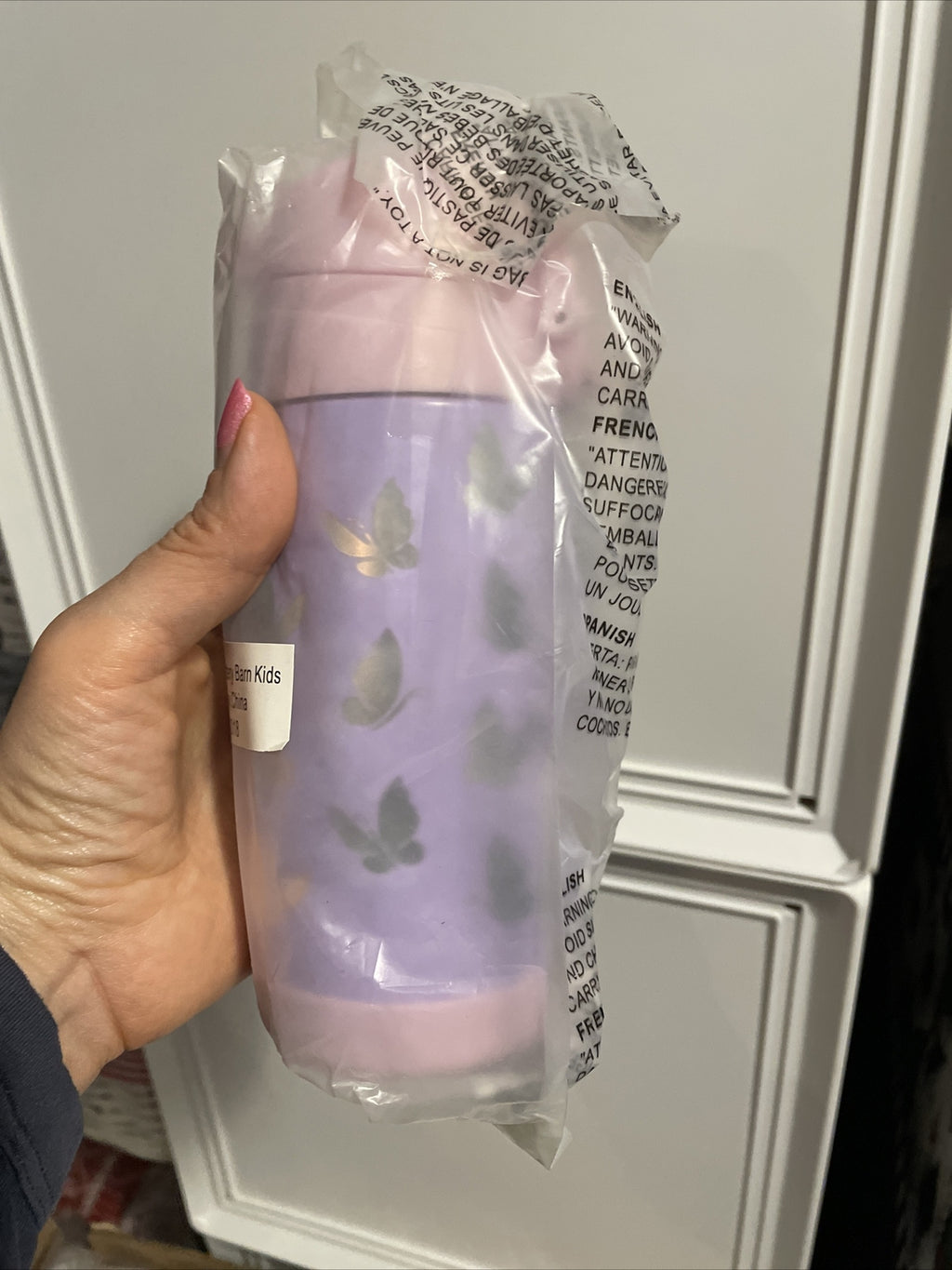 Pottery Barn School Disney rainbow Travel WATER BOTTLE purple girl butterfly?? ,