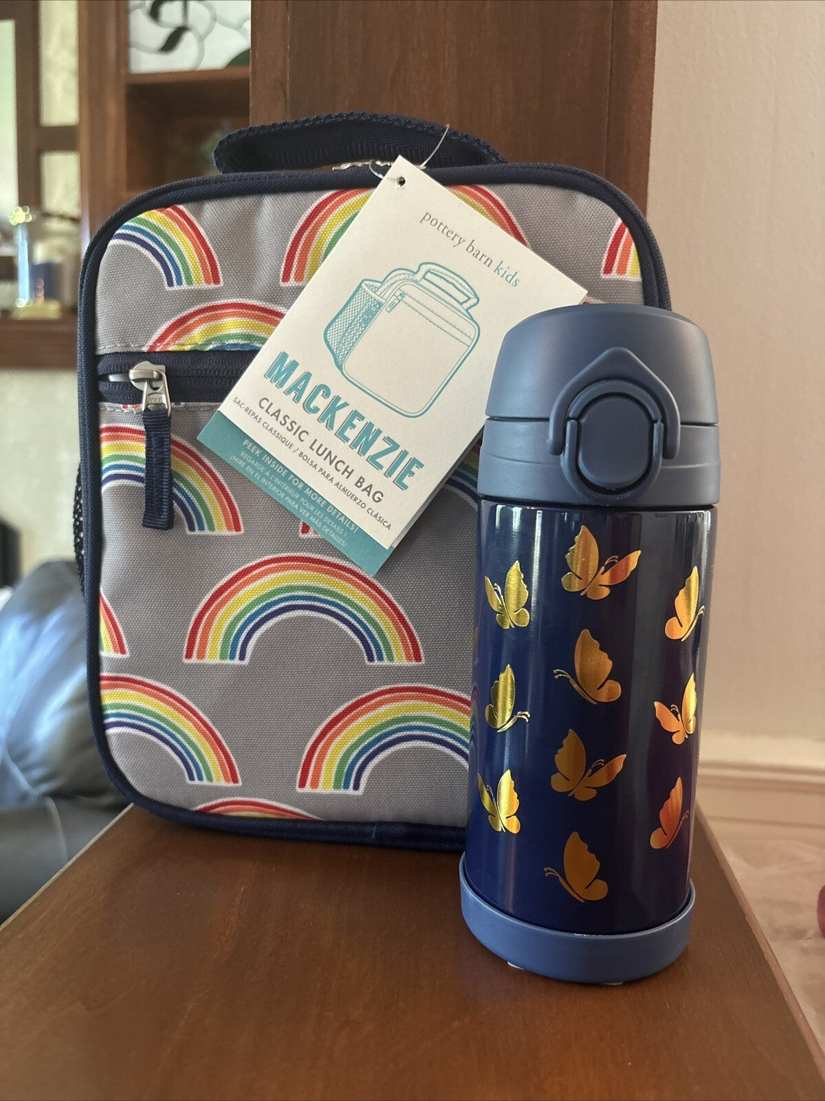 Pottery Barn school LUNCH BOX BAG  Butterfly + Water Bottle Disney Princess ?? /