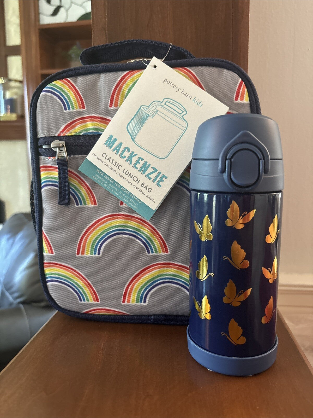 Pottery Barn school LUNCH BOX BAG  Butterfly + Water Bottle Disney Princess ?? /