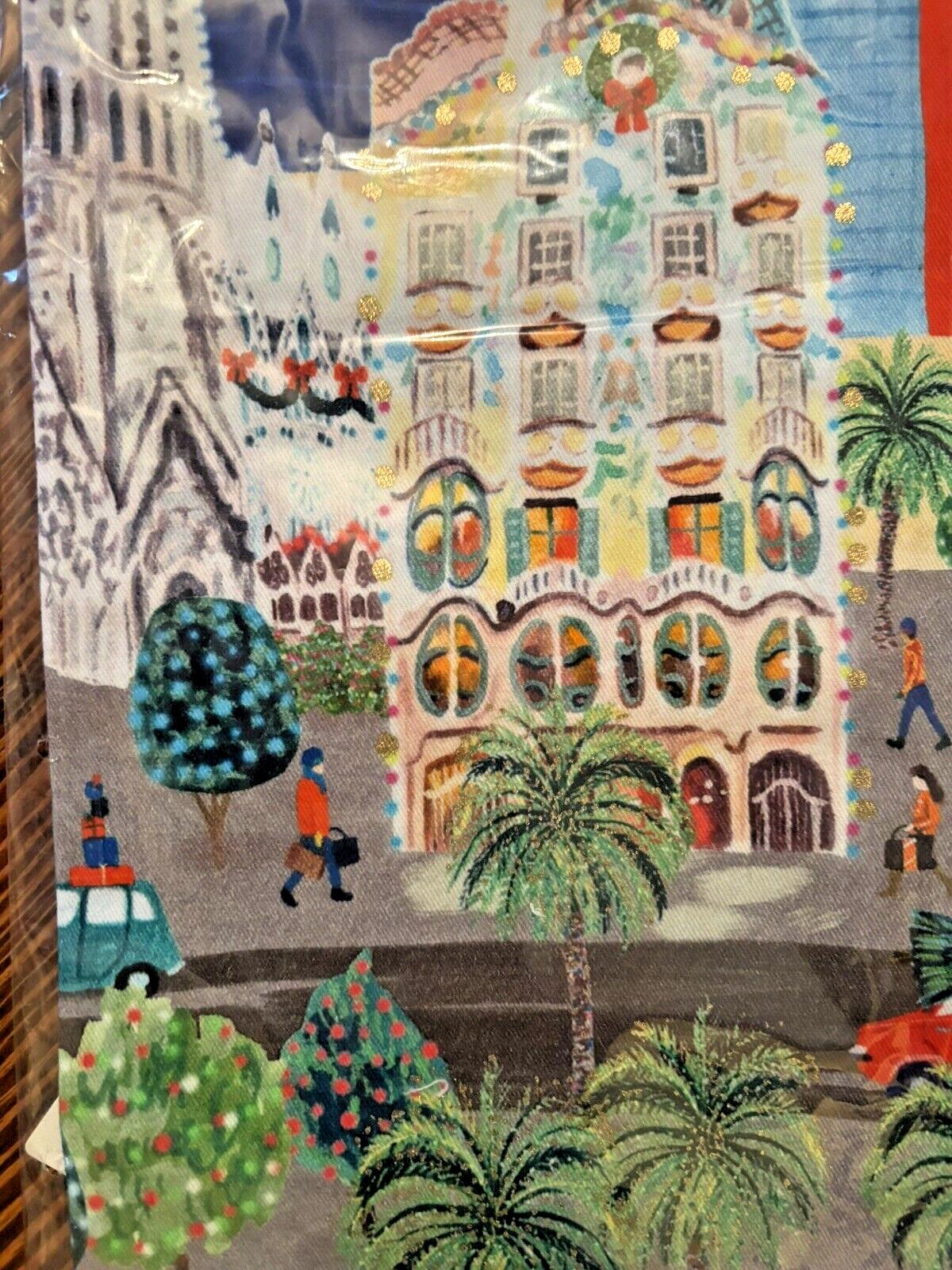 Anthropology holiday kitchen hand towel Snowman party winter snowflake 1