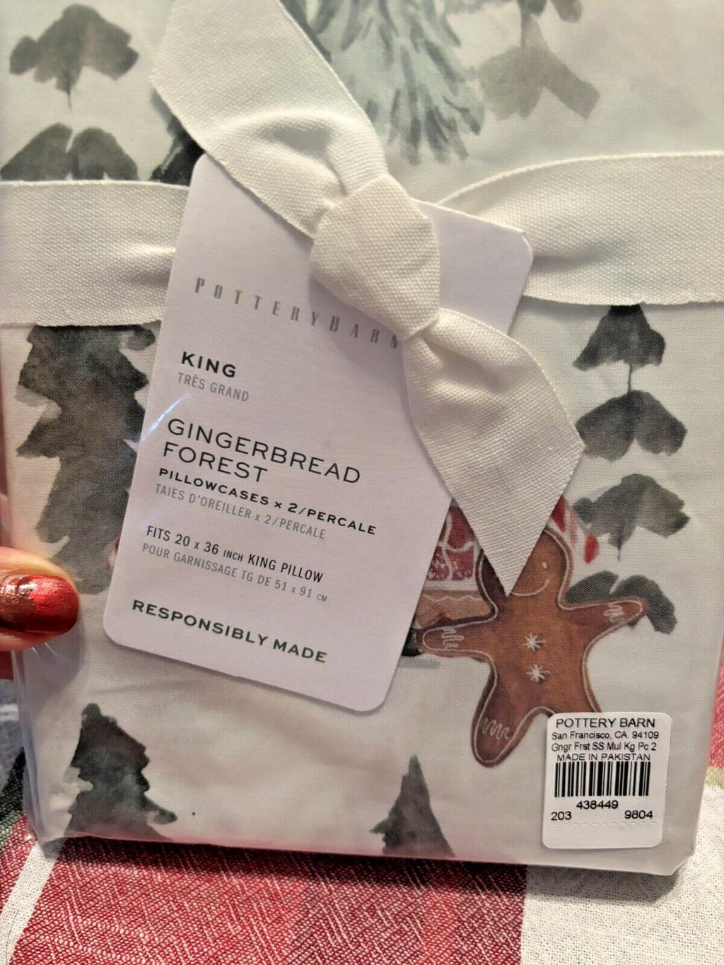 Pottery Barn Holiday Gingerbread Forest Christmas party pillowcase KING SET 2 '