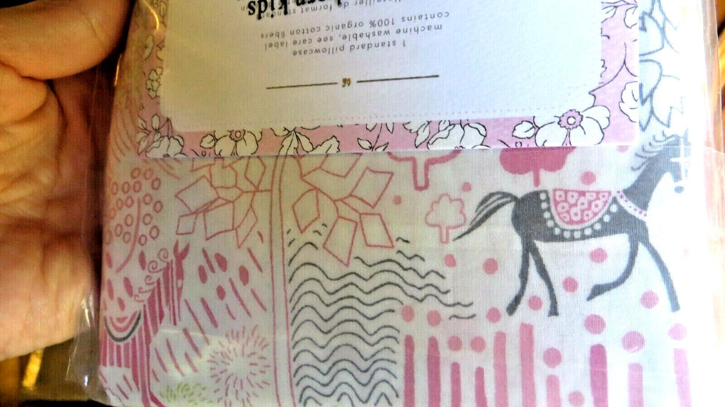 Pottery Barn Liberty London Pony Horse pillowcase holiday purple pink Unicorn "
