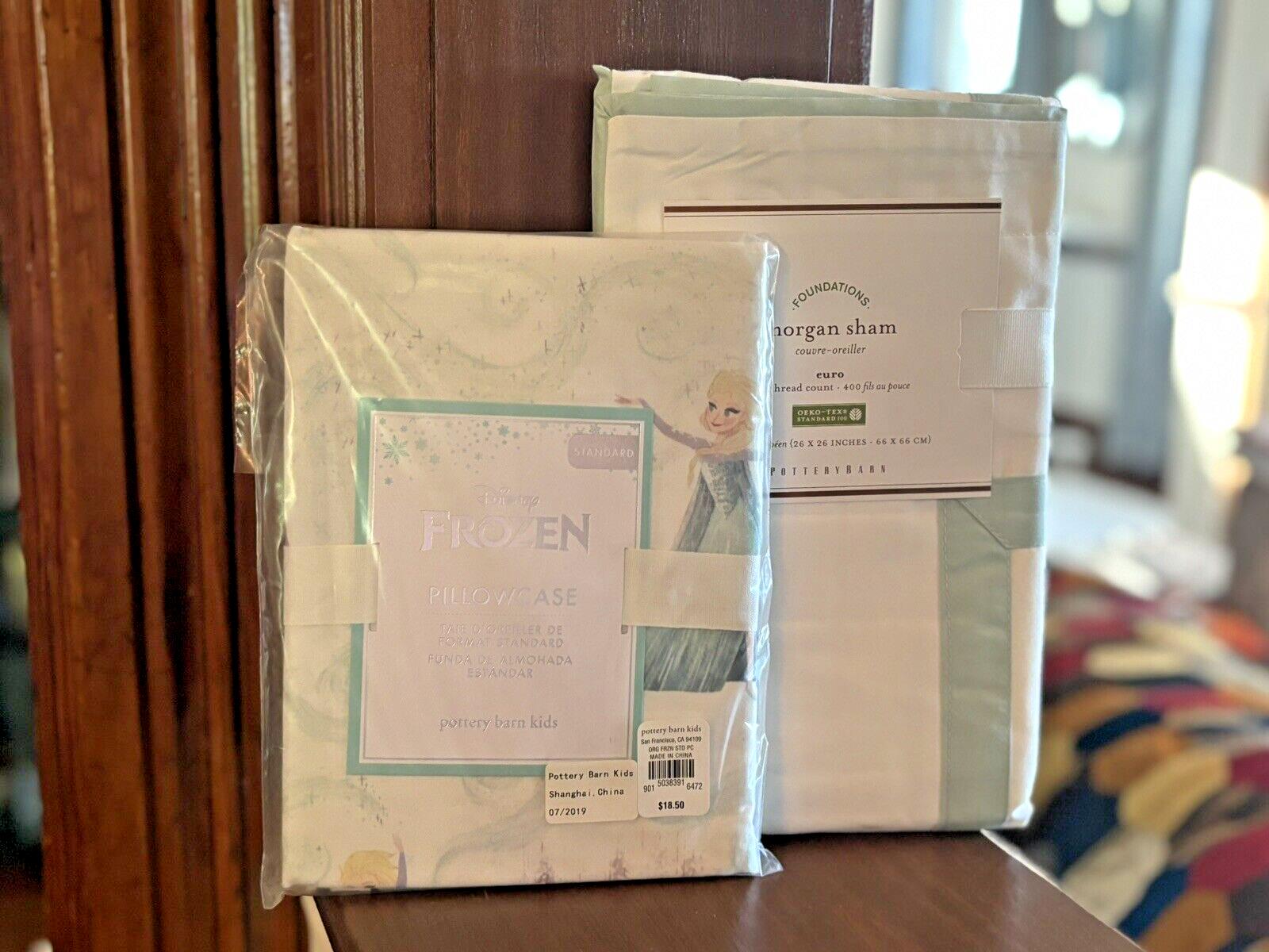 Disney Pottery Barn Frozen pillowcase princess Elsa + Sham Olaf holiday SET 2 y