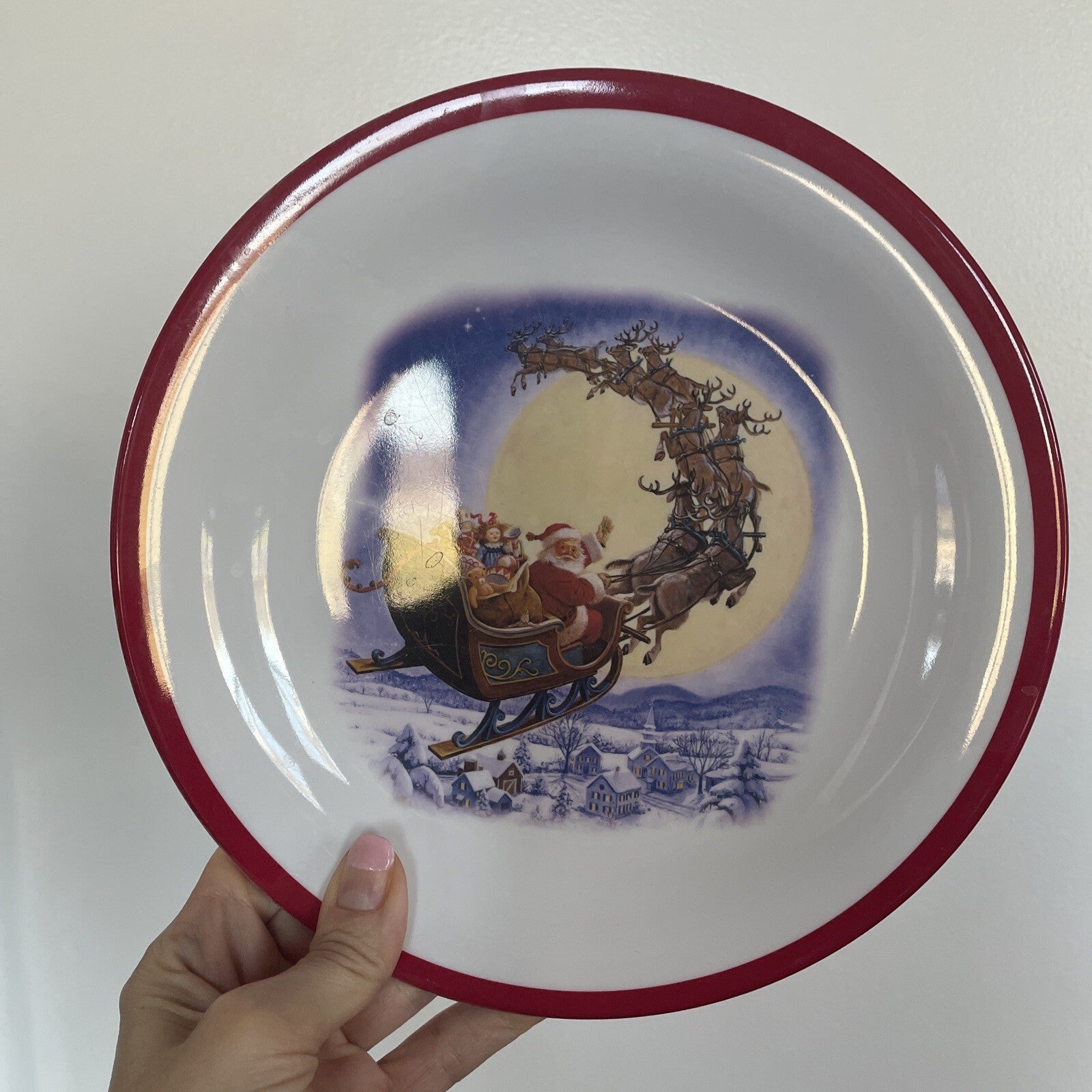 Disney Pottery Barn Christmas Santa Rudolph Plate house holiday Candy Cane -