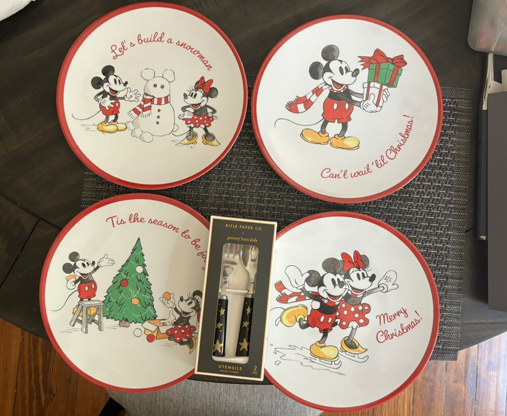 Disney Pottery Barn Mickey Mouse Christmas holiday party Dinner party SET 8 m