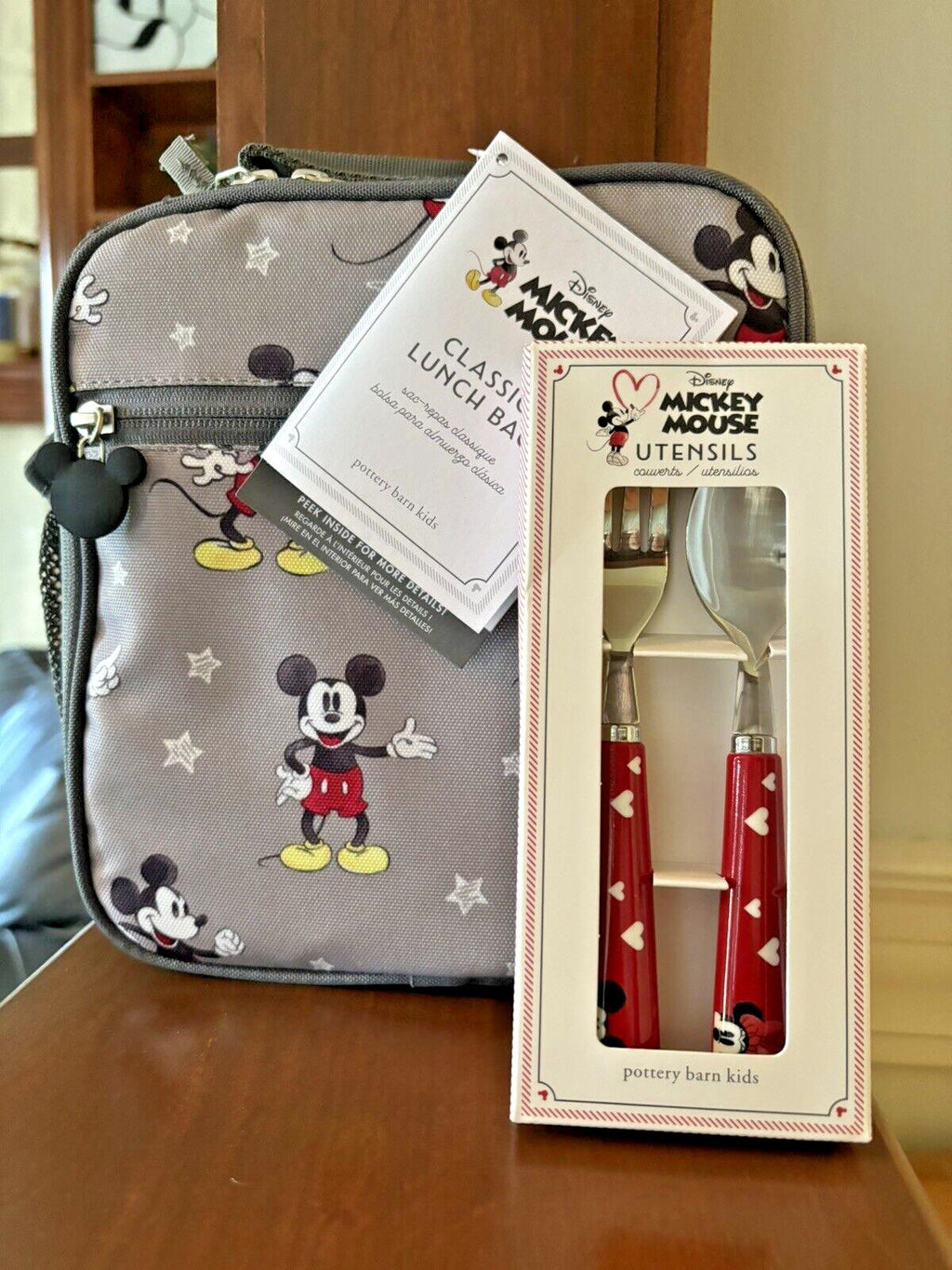 Pottery barn Lunch box MICKEY MOUSE school Utensil Set holiday Disney Birthday h