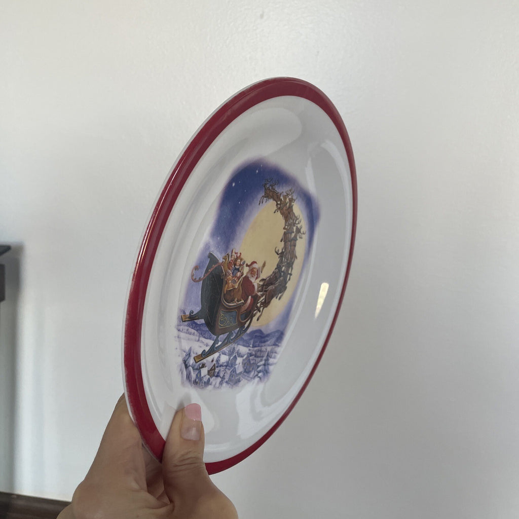 Disney Pottery Barn Christmas Santa Rudolph Plate house holiday Candy Cane -