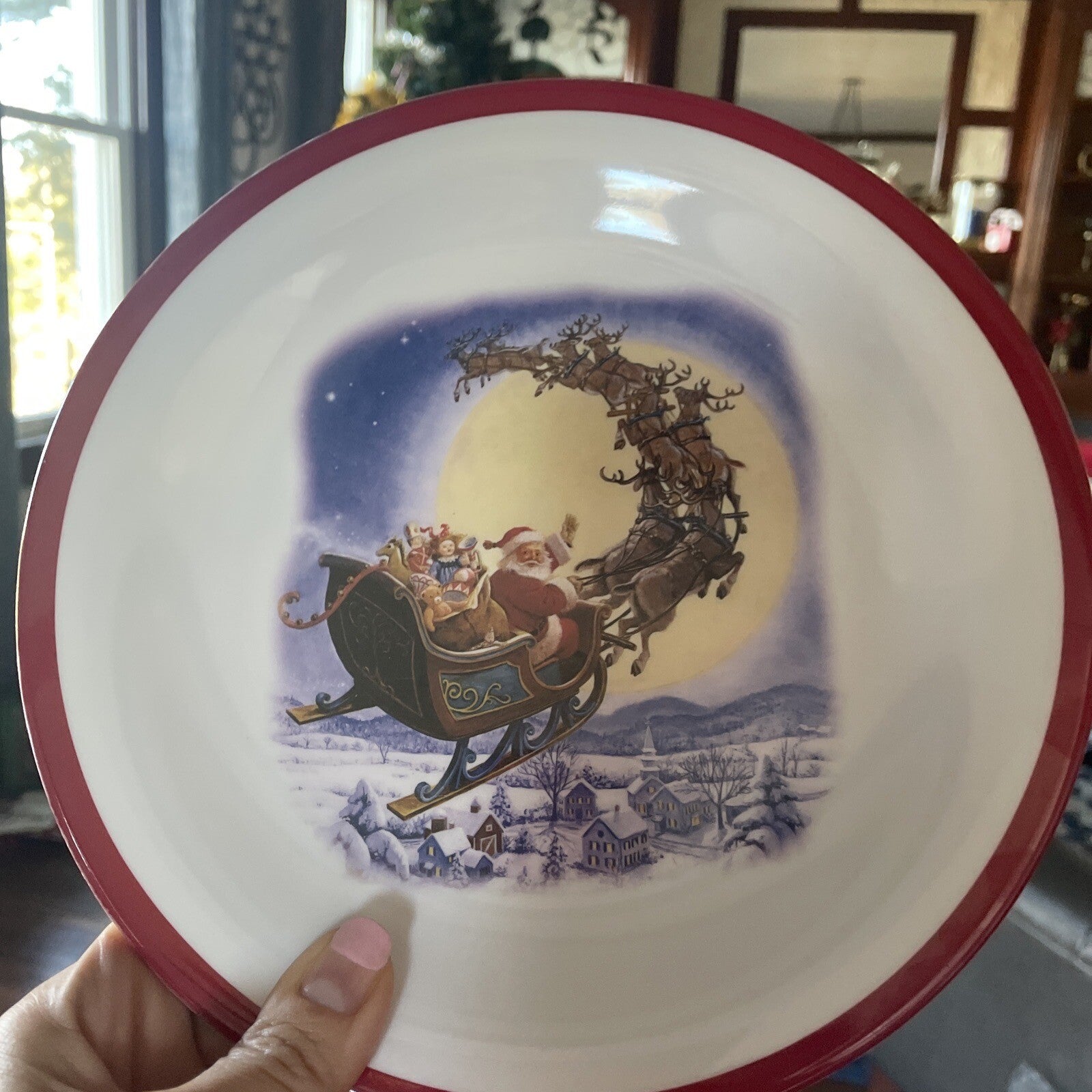 Disney Pottery Barn Christmas Santa Rudolph Plate house holiday Candy Cane -