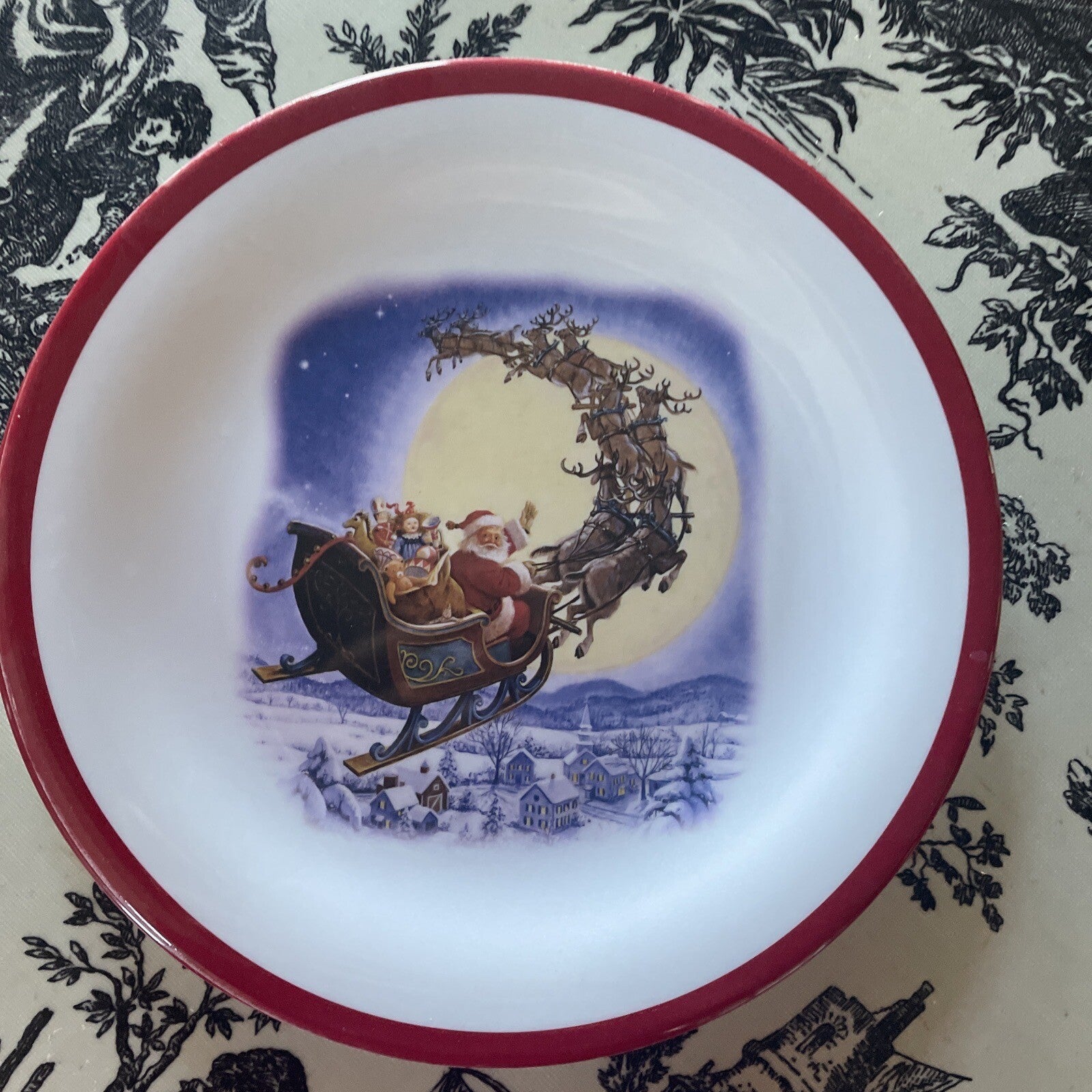 Disney Pottery Barn Christmas Santa Rudolph Plate house holiday Candy Cane -