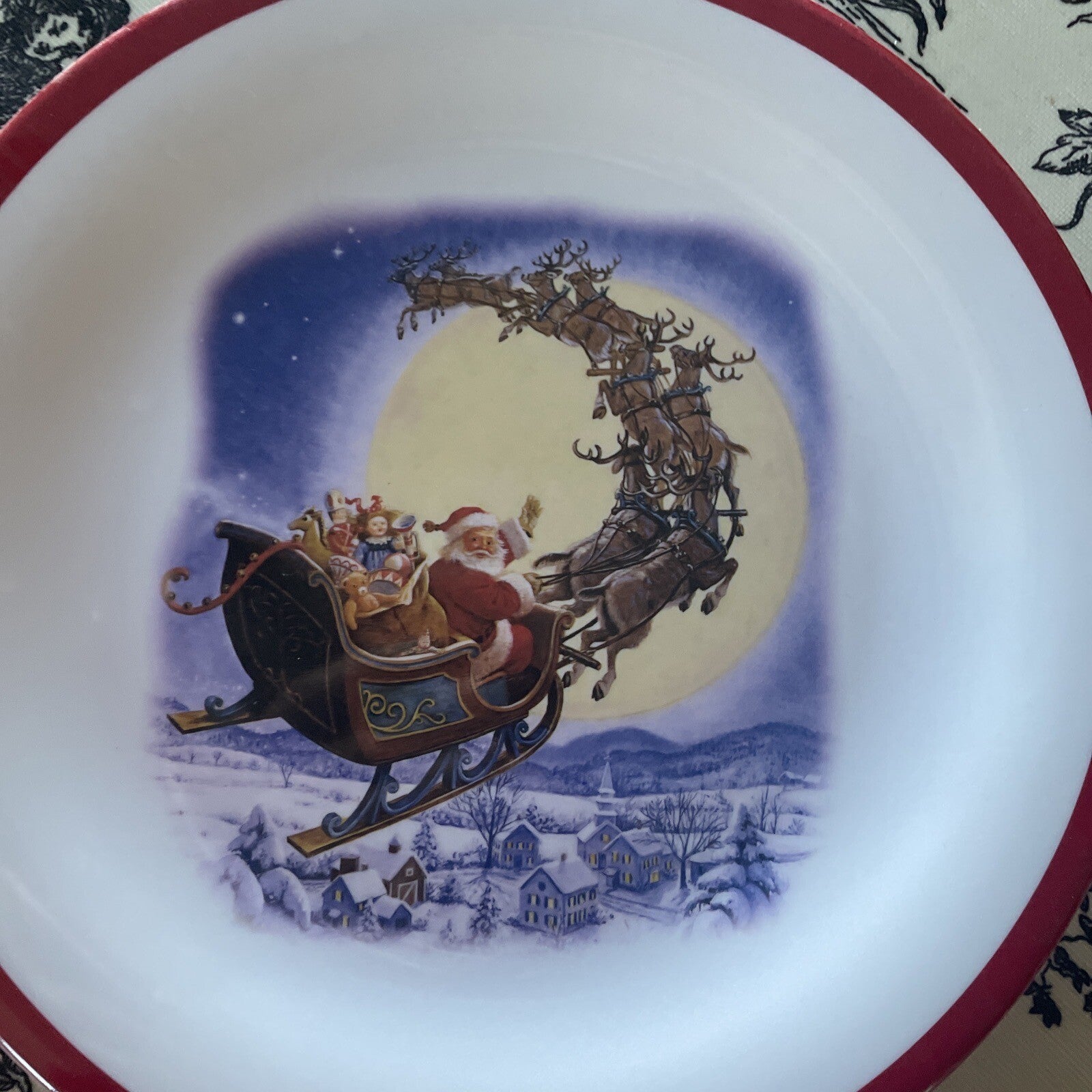Disney Pottery Barn Christmas Santa Rudolph Plate house holiday Candy Cane -