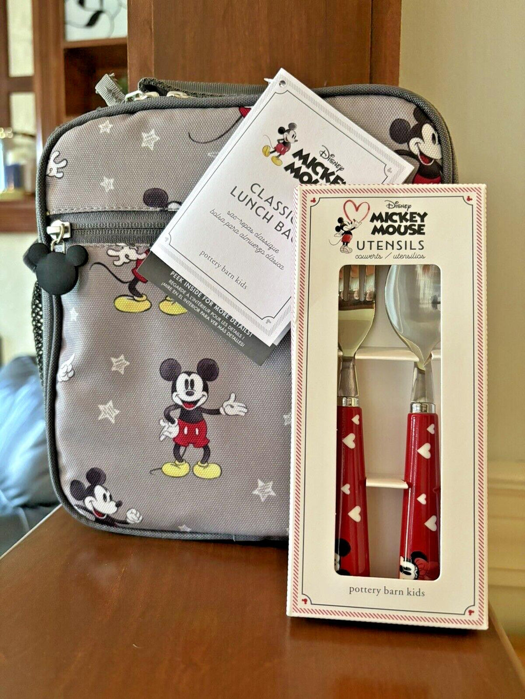 Pottery barn Lunch box MICKEY MOUSE school Utensil Set holiday Disney Birthday h