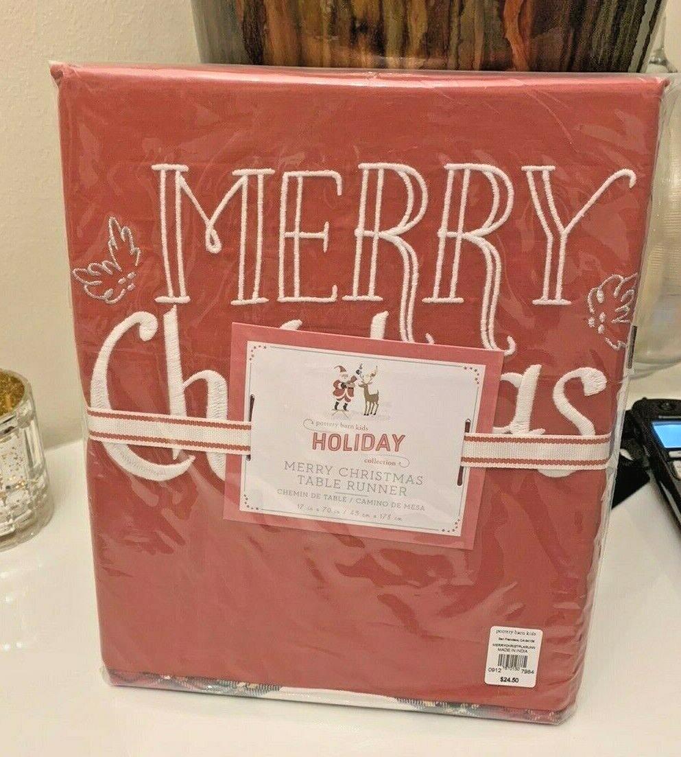 Pottery barn Christmas Holiday TAble runner Disney plaid cloth party gift Red '