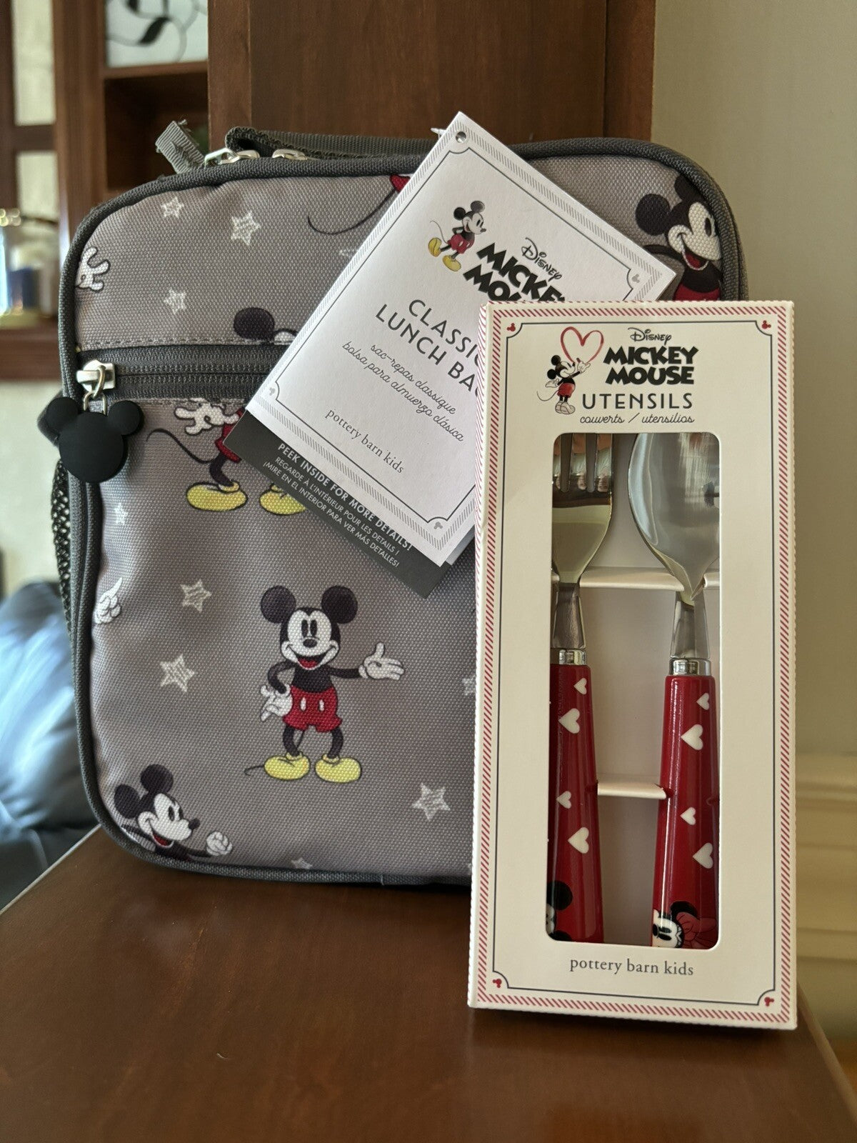 Pottery barn Lunch box MICKEY MOUSE school Utensil Set holiday Disney Birthday h