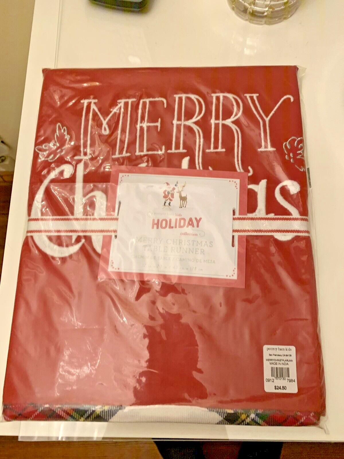 Pottery barn Christmas Holiday TAble runner Disney plaid cloth party gift Red '