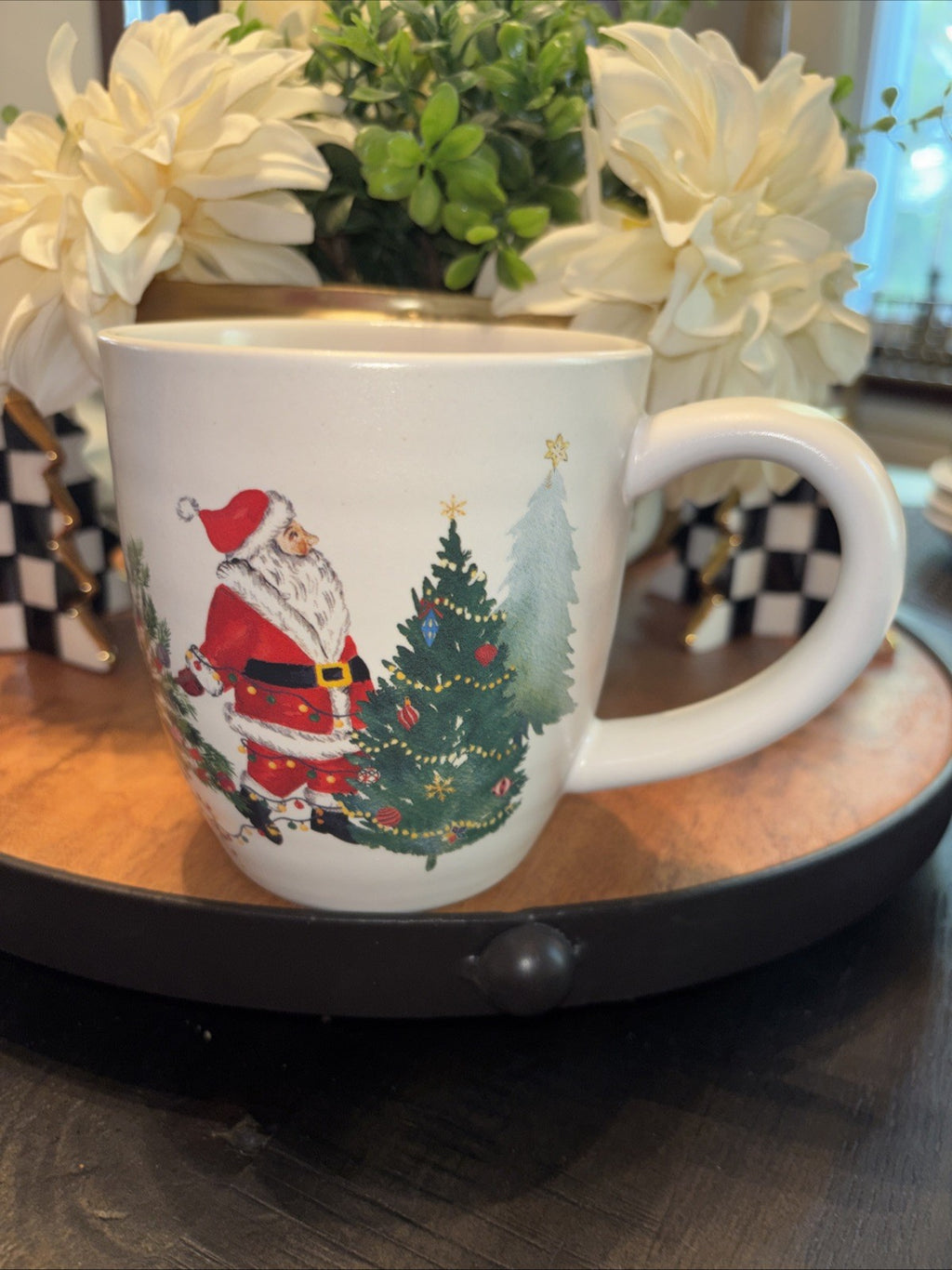 pottery barn Christmas Country Santa Mug Coffee Cup holiday Snowman gift mom new