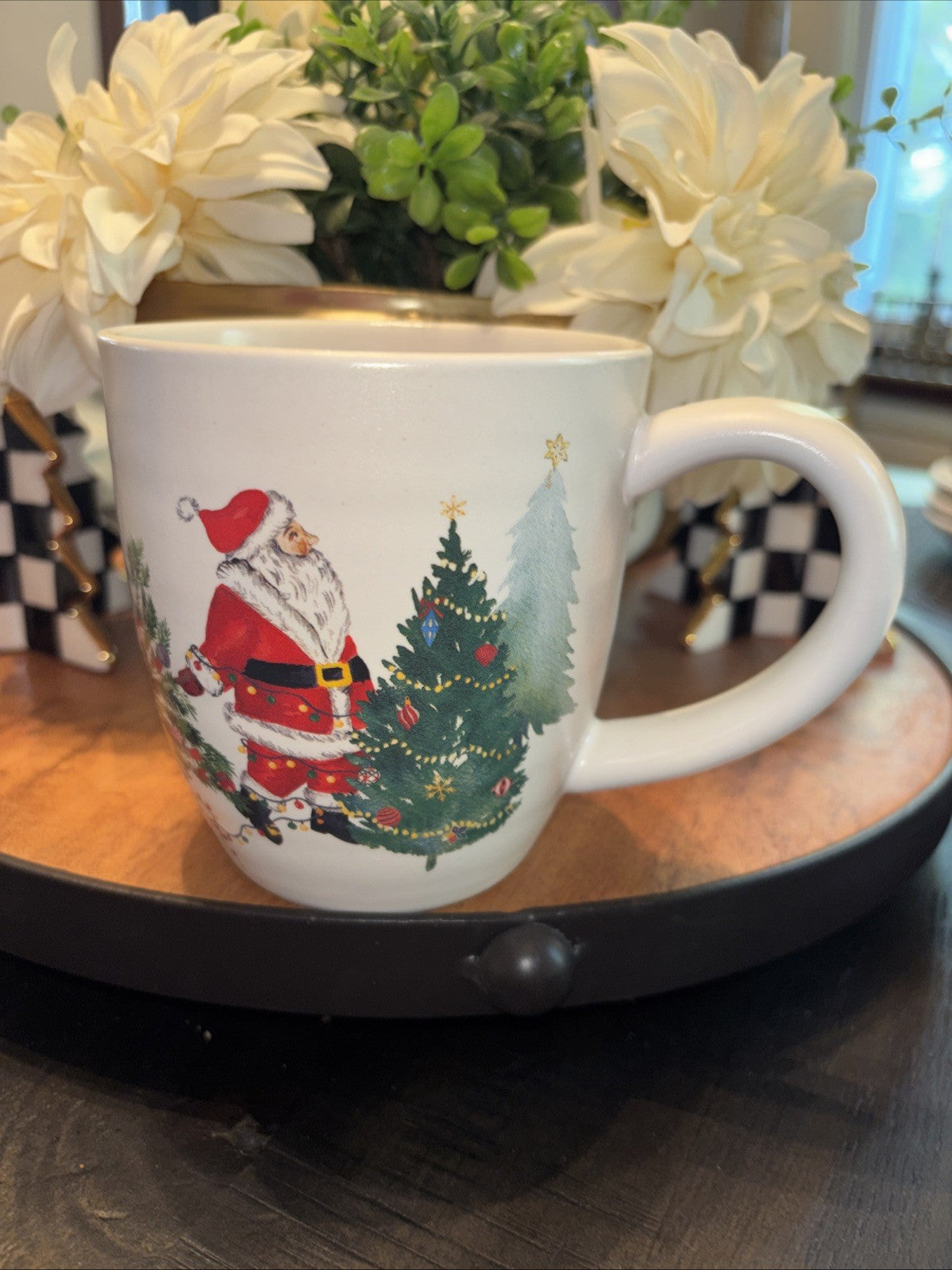 pottery barn Christmas Country Santa Mug Coffee Cup holiday Snowman gift mom new