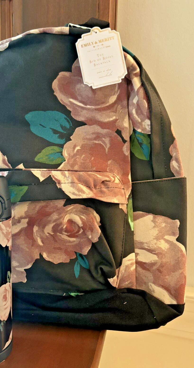 Pottery barn School Floral Large BACKPACK Emily Meritt flower teen bag rainbow .