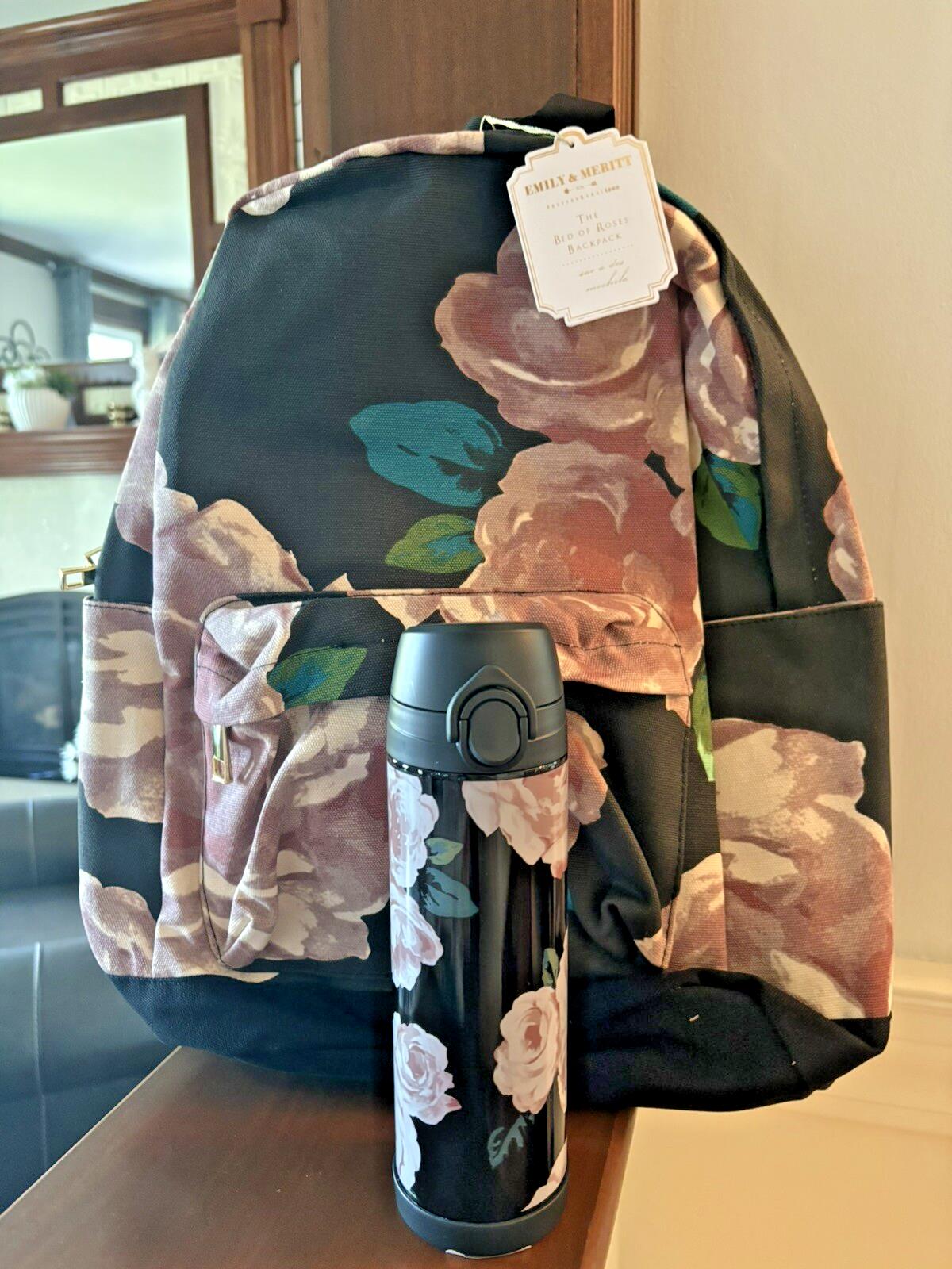 Pottery barn School Floral Large BACKPACK Emily Meritt flower teen bag rainbow .