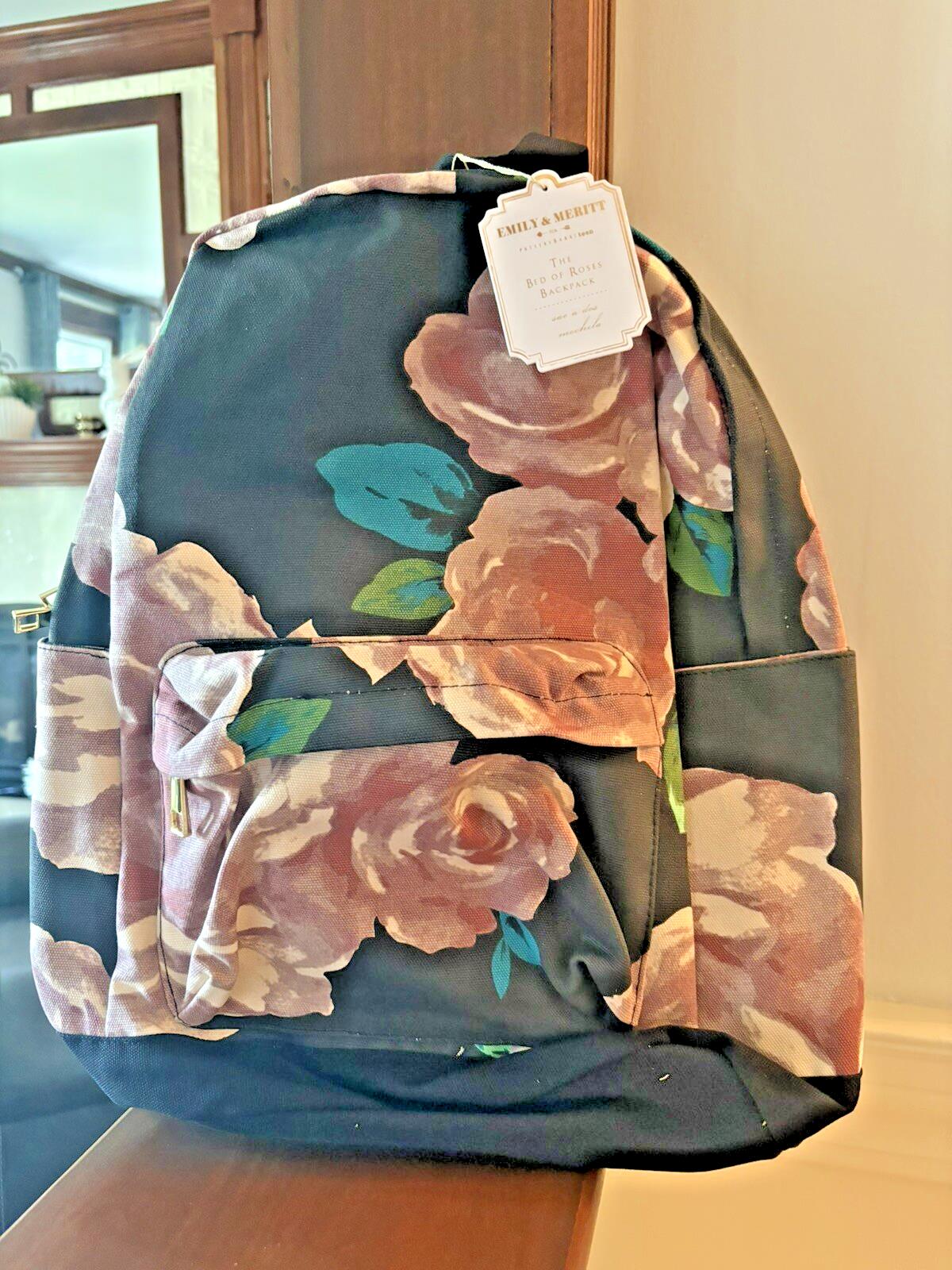 Pottery barn School Floral Large BACKPACK Emily Meritt flower teen bag rainbow .