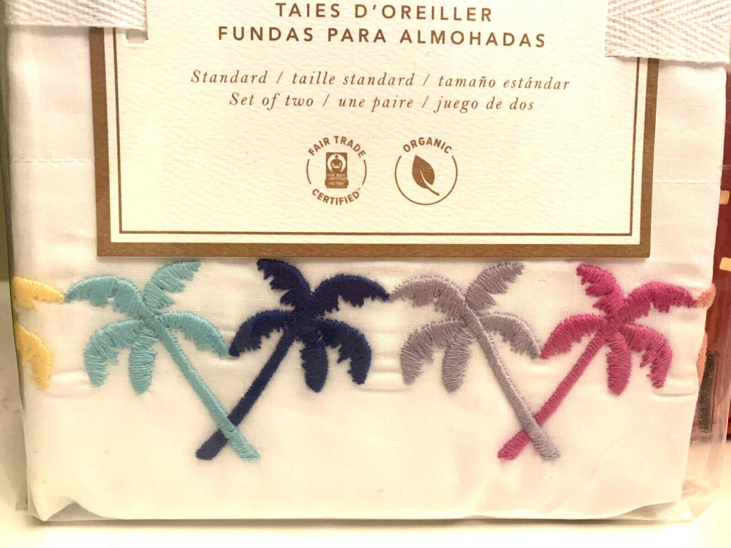 Pottery Barn Pillowcase holiday Disney gift party rainbow beach palm  SET 2  "